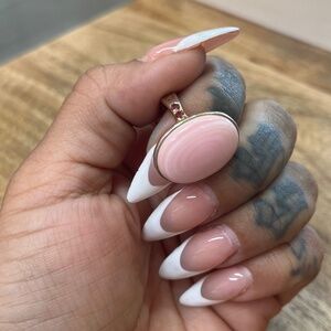 Pink agate ring gold dipped sterling silver